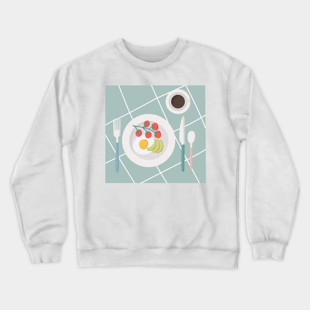 Good morning breakfast is served on checkered tablecloth Crewneck Sweatshirt by TinyFlowerArt